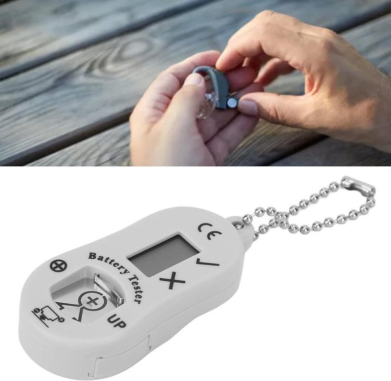woobles Hearing Aids Battery Tester, Battery Measuring Device, Pocket Size Battery Power Monitoring Tester Checker Tool Light (Gray) 2 Button Batteries Can Be Hold - Image 3